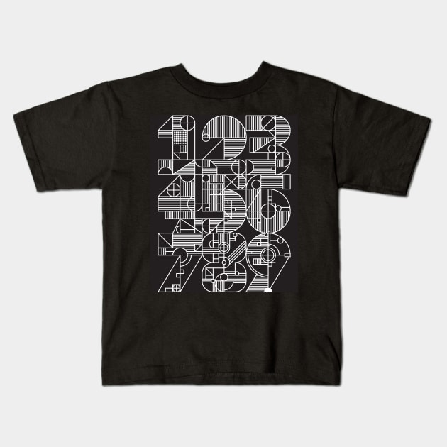 Geo Numbers black Kids T-Shirt by Kristiina Almy